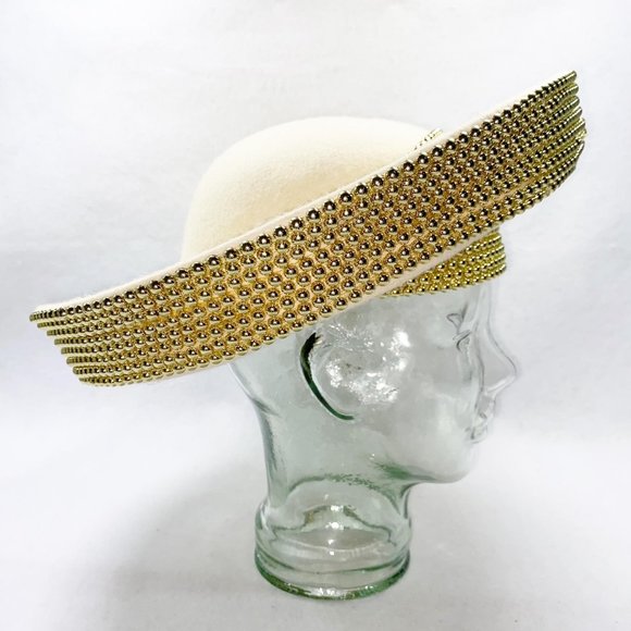 Ellie Fine Hats Cream & Gold Dramatic Wool Hat main image 6